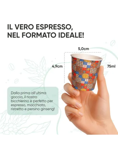 2000 Bicchierini di Carta 75ml Maiolica D1 - Perfetti per il Tuo Caffè