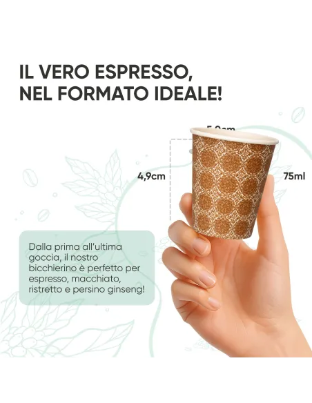 2000 Bicchierini di Carta 75ml Maiolica D3 - Perfetti per il Tuo Caffè