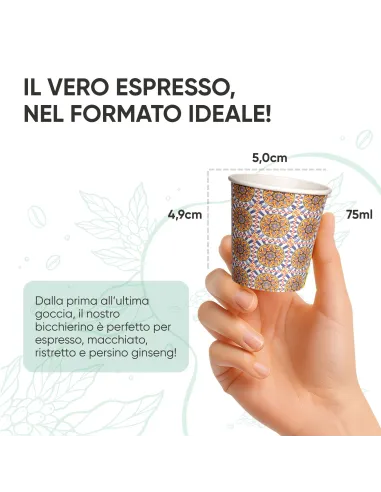 2000 Bicchierini di Carta 75ml Maiolica D4 - Perfetti per il Tuo Caffè