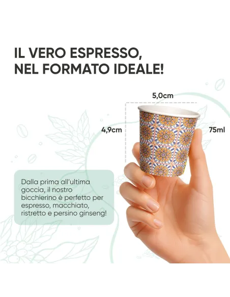 2000 Bicchierini di Carta 75ml Maiolica D4 - Perfetti per il Tuo Caffè
