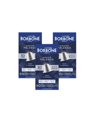 90 Capsule Caffè Borbone Magica Palermo Compatibili Nespresso in Alluminio ( Miscela Rossa ) -