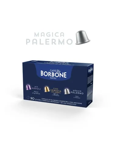 90 Capsule Caffè Borbone Magica Palermo Compatibili Nespresso in Alluminio ( Miscela Rossa ) -