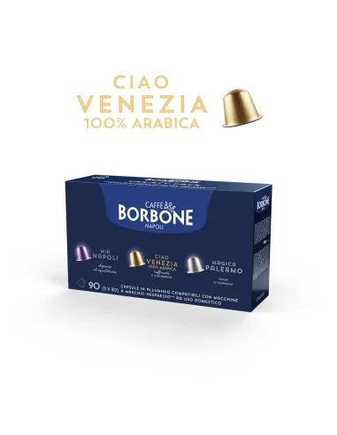 30 Capsule Caffè Borbone Ciao Venezia Compatibili Nespresso in Alluminio ( Arabica Oro )