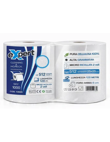 Bobine di Carta Carta Industriale Sky 1000 Expert – 2 Veli Pura Cellulosa