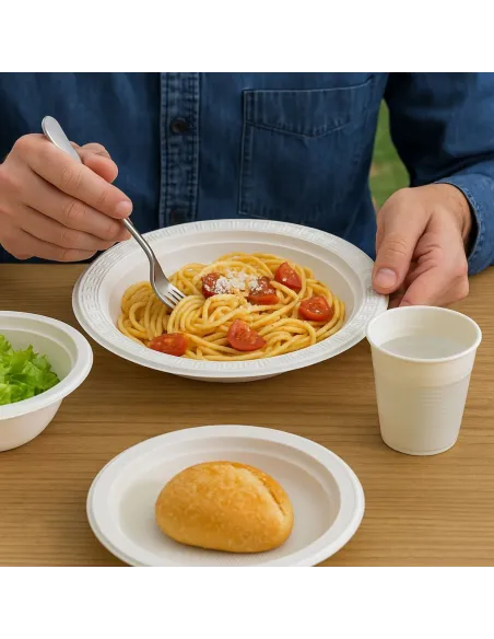 Piatti Piani Riutilizzabili Ø22,5 cm – 20 Pezzi – Linea Premium Bio Packaging