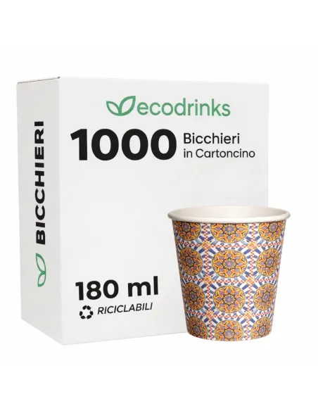 1000 Bicchieri di Carta 180ml Maiolica D4 - Perfetti Acqua e Bevande