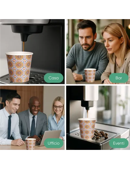 1000 Bicchierini di Carta 180ml Maiolica D4 - Perfetti per il Tuo Caffè