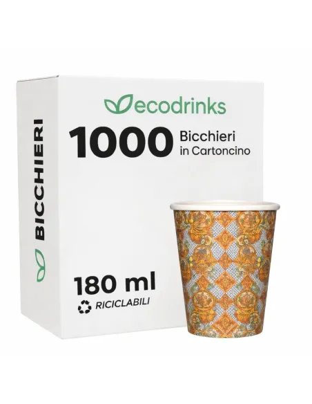 1000 Bicchieri di Carta 180ml Maiolica D3 - Perfetti Acqua e Bevande