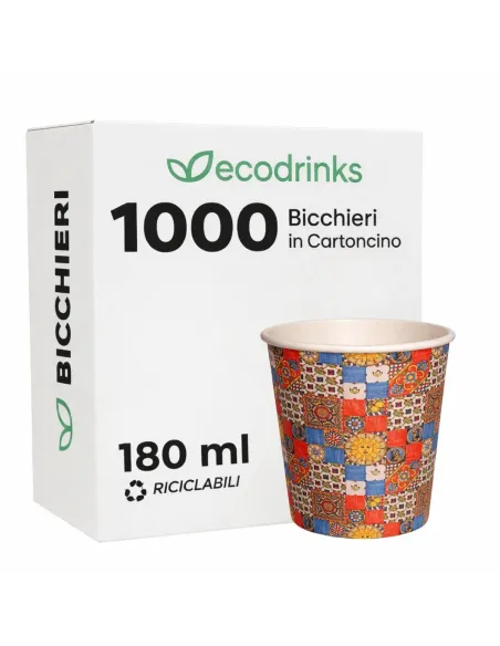 1000 Bicchieri di Carta 180ml Maiolica D1 - Perfetti Acqua e Bevande