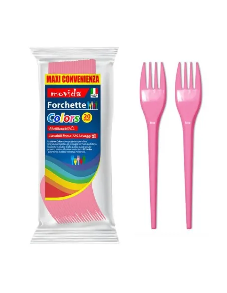 20 Forchette riutilizzabili Rosa - Eleganza e Sostenibilità - MOVIDA