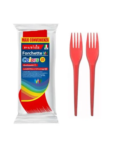 20 Forchette riutilizzabili Rosso - Eleganza e Sostenibilità - MOVIDA