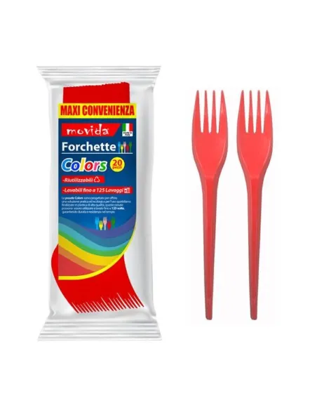 20 Forchette riutilizzabili Rosso - Eleganza e Sostenibilità - MOVIDA