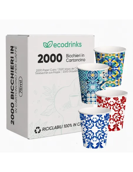 2000 Bicchierini Monouso 75ml in Carta | Maiolica Limited Edition - Stile e Tradizione