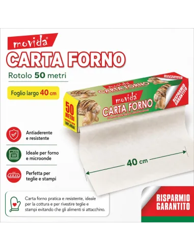 Carta Forno in Rotolo 50 mt - larghezza foglio 40 cm