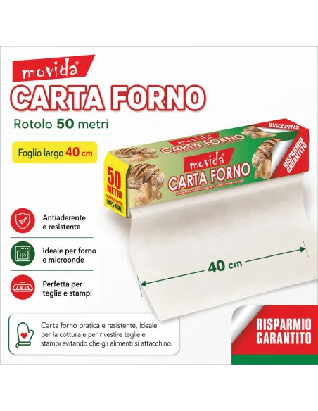 Carta Forno in Rotolo 50 mt - larghezza foglio 40 cm