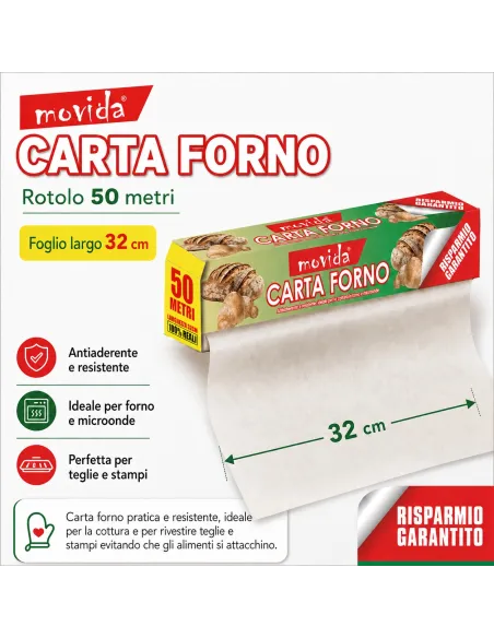 Carta Forno in Rotolo 50 mt - larghezza foglio 32 cm