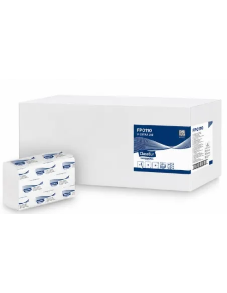 Asciugamani piegati a V - EXTRA 2.0 ClassEur Professional – 15 CF - 3000 pezzi