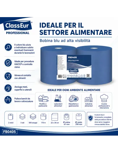2 Bobine Industriale Blu 500 Professional 3 veli