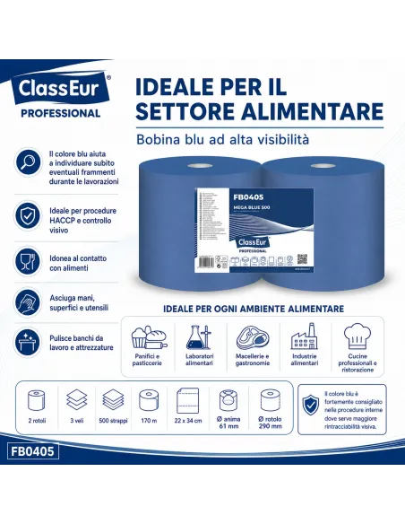 2 Bobine Industriale Blu 500 Professional 3 veli