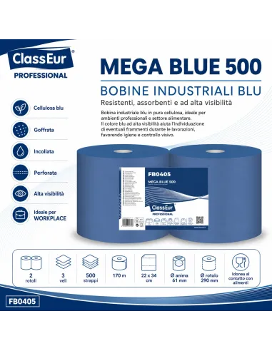 2 Bobine Industriale Blu 500 Professional 3 veli