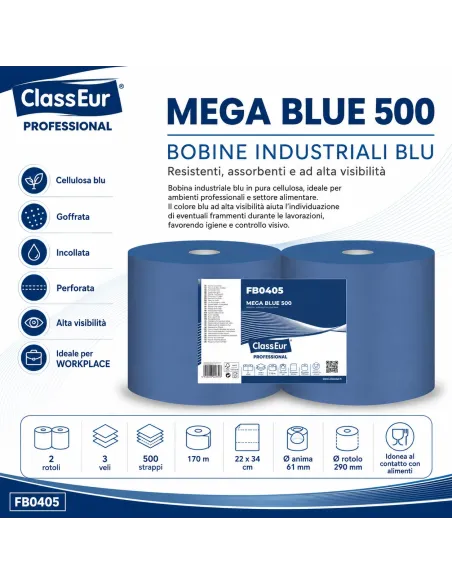 2 Bobine Industriale Blu 500 Professional 3 veli