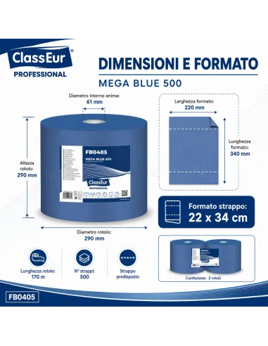 2 Bobine Industriale Blu 500 Professional 3 veli