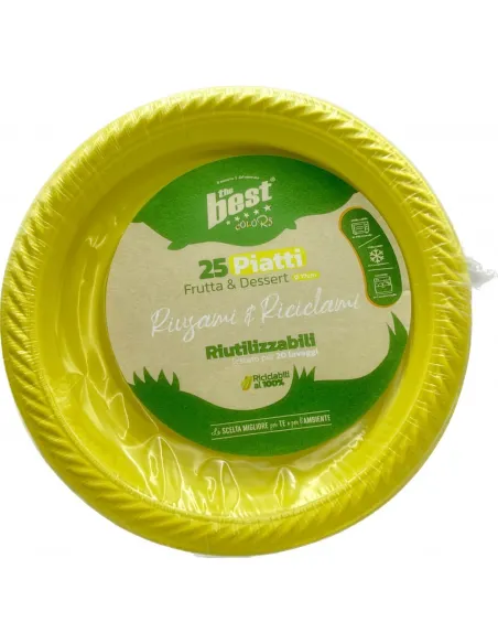 25 Piatti Frutta e Dessert Riutilizzabili Linea The Best Diametro 17cm - Giallo