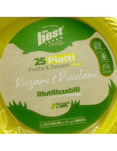 25 Piatti Frutta e Dessert Riutilizzabili Linea The Best Diametro 17cm - Giallo