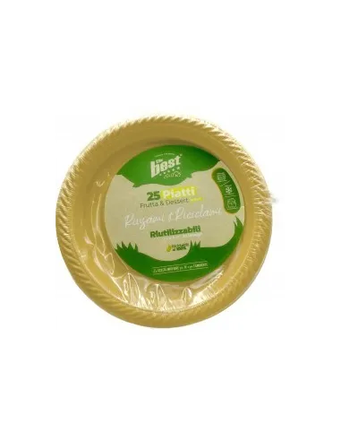 25 Piatti Frutta e Dessert Riutilizzabili Linea The Best Diametro 17cm - Oro