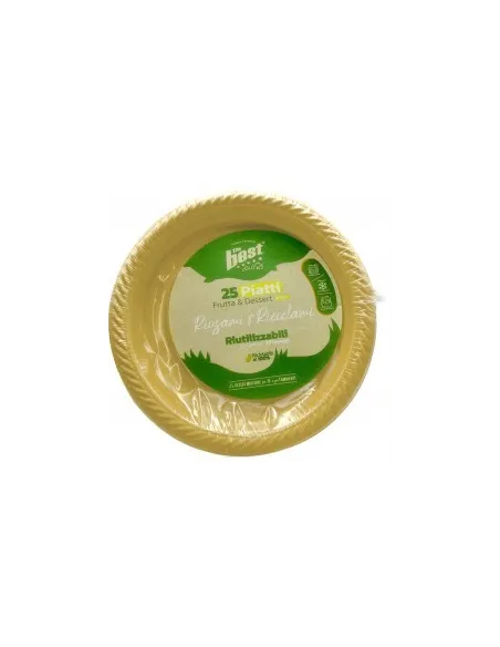 25 Piatti Frutta e Dessert Riutilizzabili Linea The Best Diametro 17cm - Oro