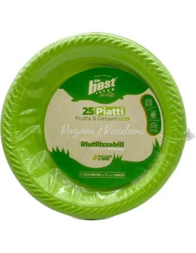 25 Piatti Frutta e Dessert Riutilizzabili Linea The Best Diametro 17cm - Verde