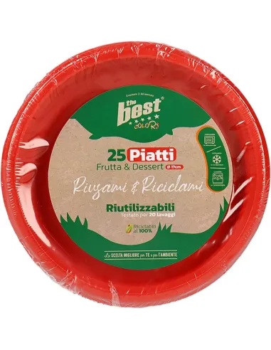 25 Piatti Frutta e Dessert Riutilizzabili Linea The Best Diametro 17cm - Rosso