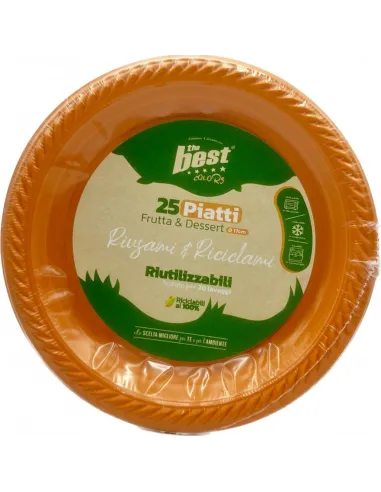 25 Piatti Frutta e Dessert Riutilizzabili Linea The Best Diametro 17cm - Arancione