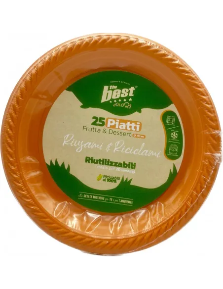 25 Piatti Frutta e Dessert Riutilizzabili Linea The Best Diametro 17cm - Arancione