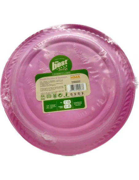 25 Piatti Frutta e Dessert Riutilizzabili Linea The Best Diametro 17cm -Rosa