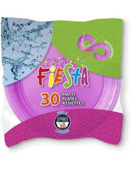 30 Piatti Piani Riutilizzabili Rosa Diametro 22cm| Aristea