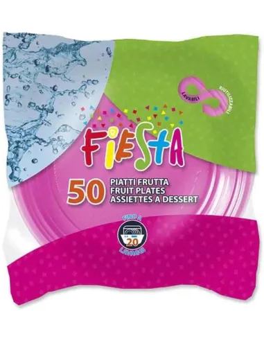 50 Piatti Frutta e Dessert Riutilizzabili Rosa Diametro 17cm - Aristea