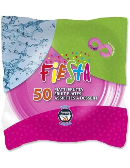 50 Piatti Frutta e Dessert Riutilizzabili Rosa Diametro 17cm - Aristea