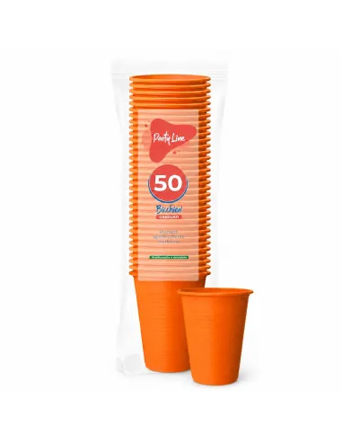 50 Bicchieri in Plastica Arancione da 200 ml