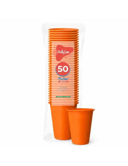 50 Bicchieri in Plastica Arancione da 200 ml