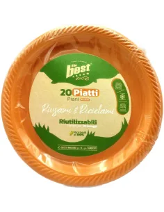 20 Piatti Piani Riutilizzabili Arancione Diametro 22 cm| The Best