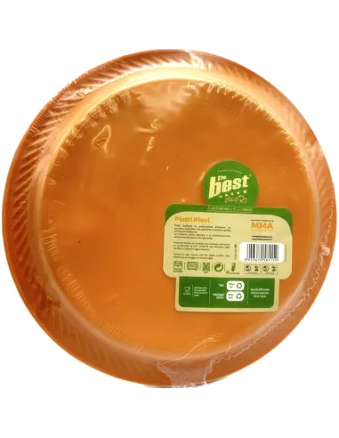 20 Piatti Piani Riutilizzabili Arancione Diametro 22 cm| The Best