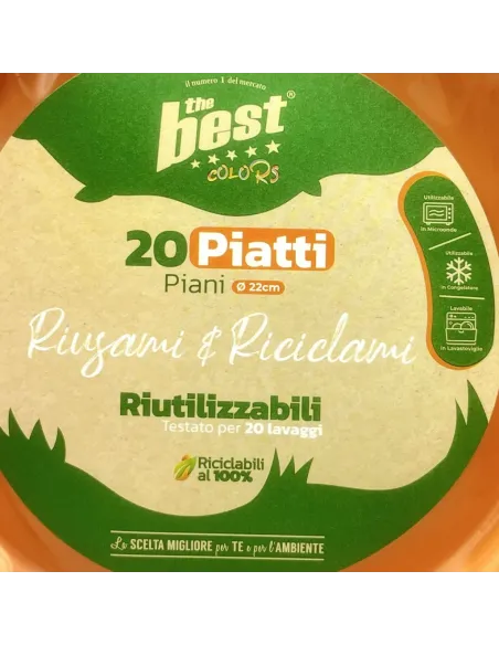 20 Piatti Piani Riutilizzabili Arancione Diametro 22 cm| The Best