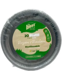 20 Piatti Piani Riutilizzabili Argento Diametro 22 cm| The Best