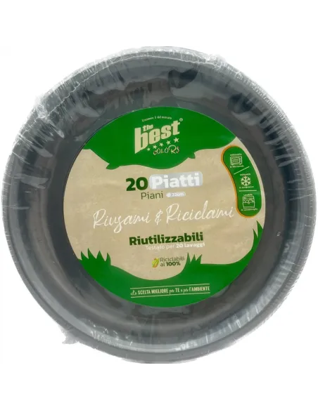 20 Piatti Piani Riutilizzabili Argento Diametro 22 cm| The Best