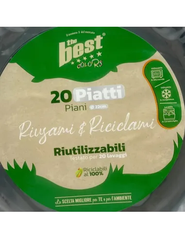 20 Piatti Piani Riutilizzabili Argento Diametro 22 cm| The Best