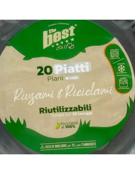20 Piatti Piani Riutilizzabili Argento Diametro 22 cm| The Best