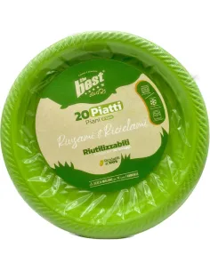 20 Piatti Piani Riutilizzabili Verde Diametro 22 cm| The Best