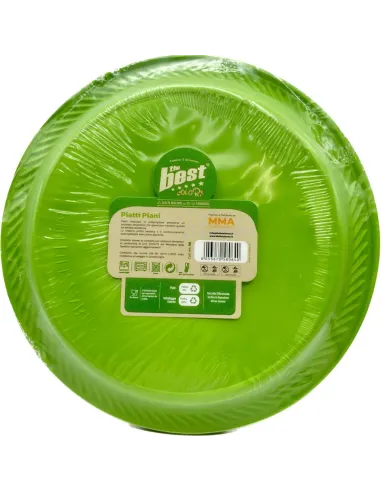 20 Piatti Piani Riutilizzabili Verde Diametro 22 cm| The Best