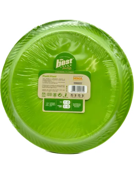 20 Piatti Piani Riutilizzabili Verde Diametro 22 cm| The Best